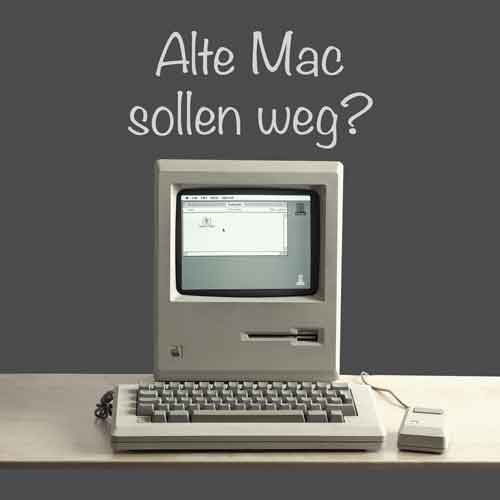 Ältere Apple-Computer vor der sicheren Weitergabe oder Entsorgung